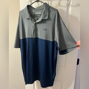 Under Armour Gray and Navy Blue Performance Polo